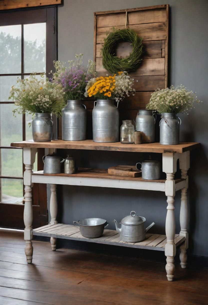 7. Galvanized Vase Farmhouse Chic Tables