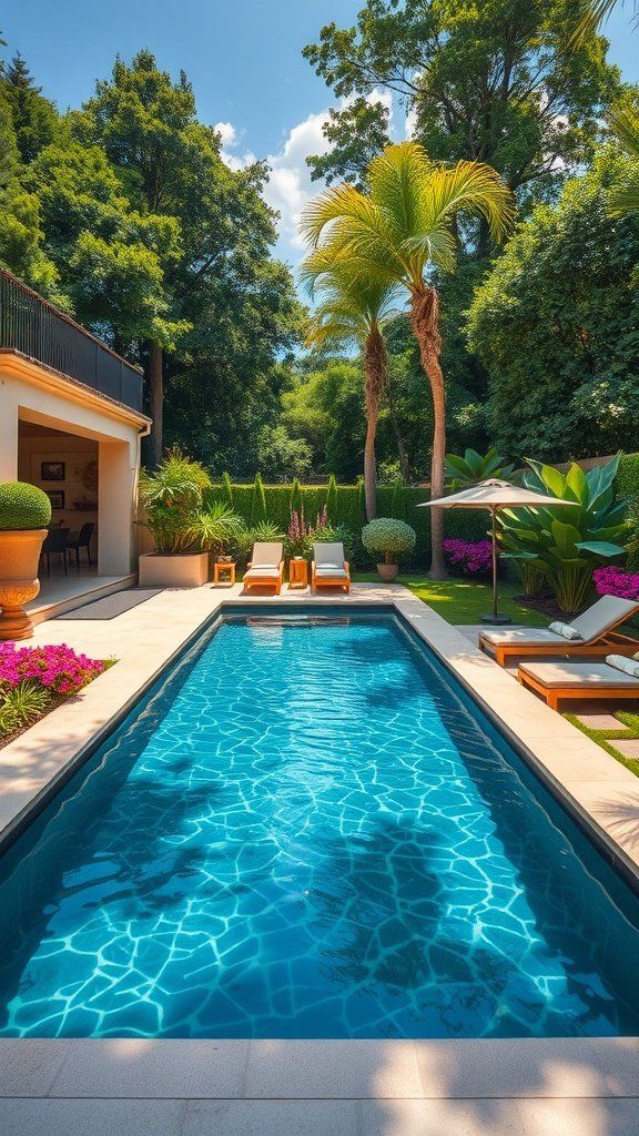 6. A Chic Rectangle Pool Set in Greenery