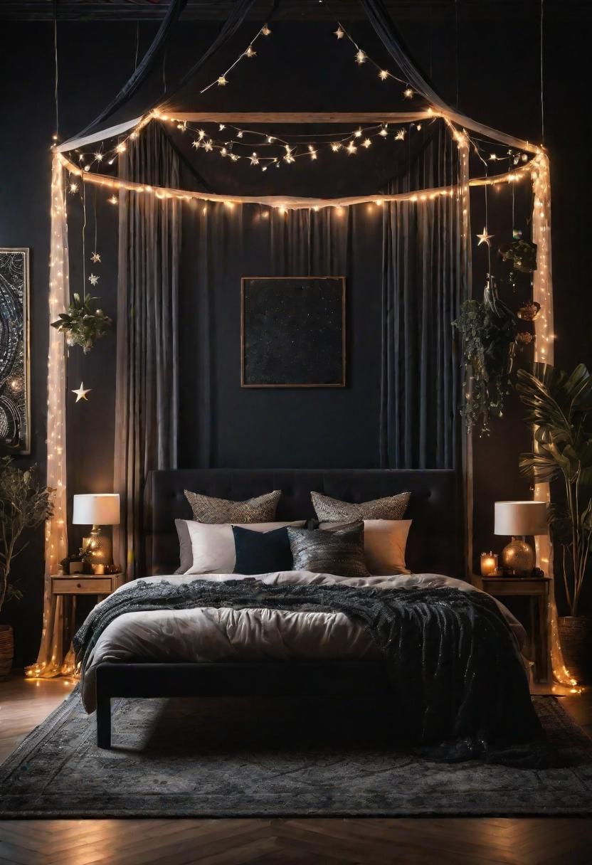 9. Dreamy Black Canopy Bed Decor