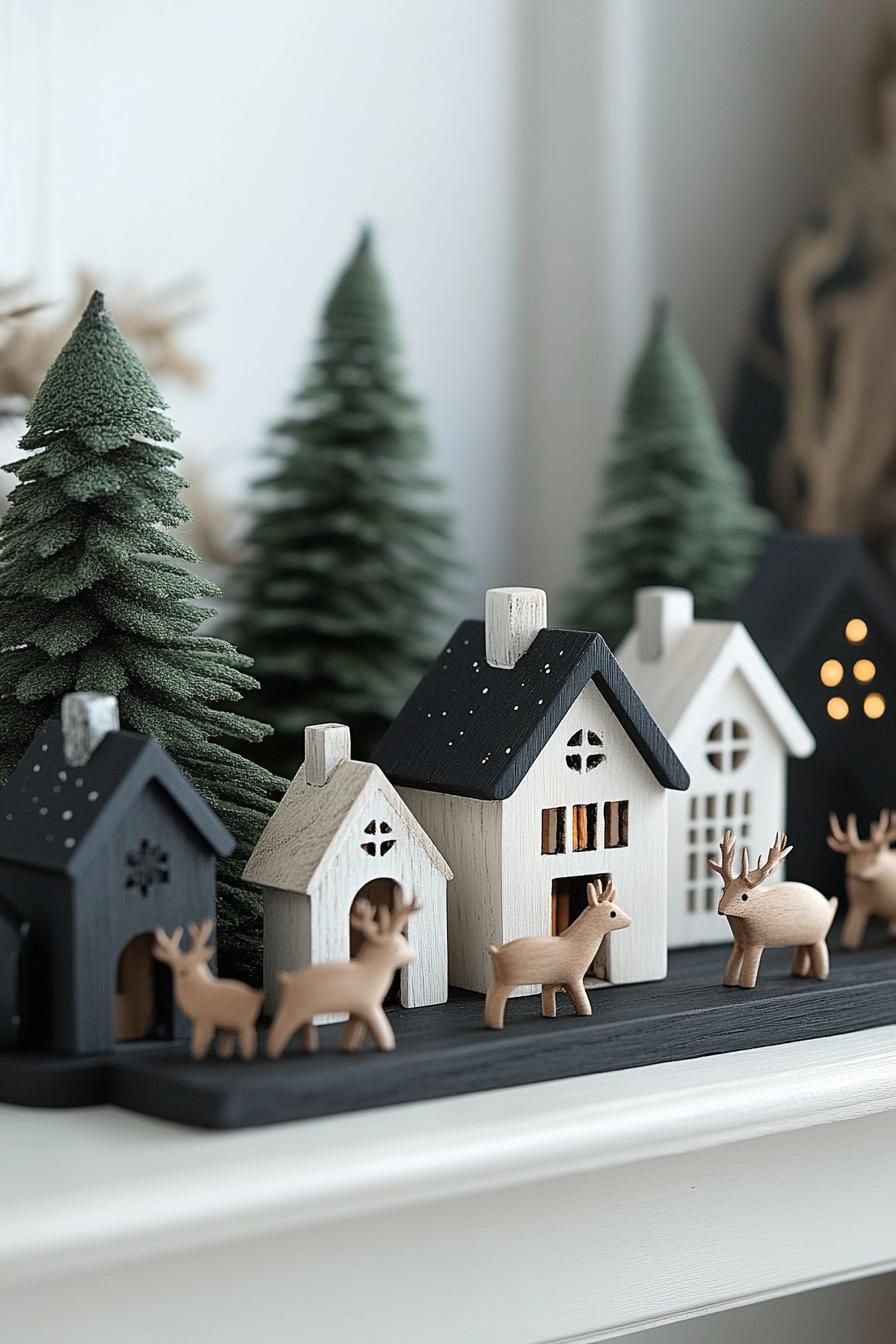 2. Winter Wonderland Decor in Black and White