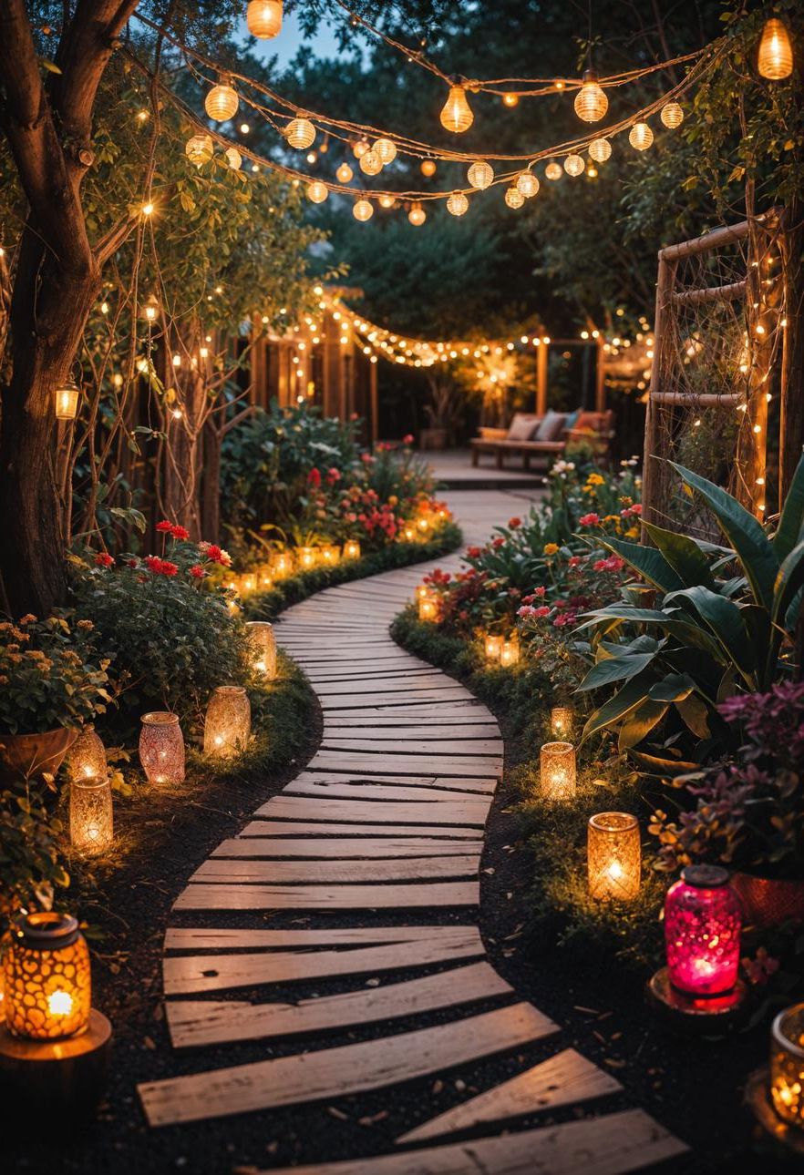 1. Enchanting Bohemian Lighted Garden Trails