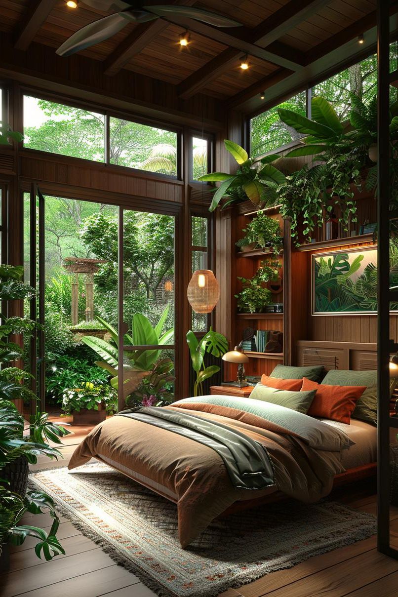 1. Forest Retreat Bedroom Design