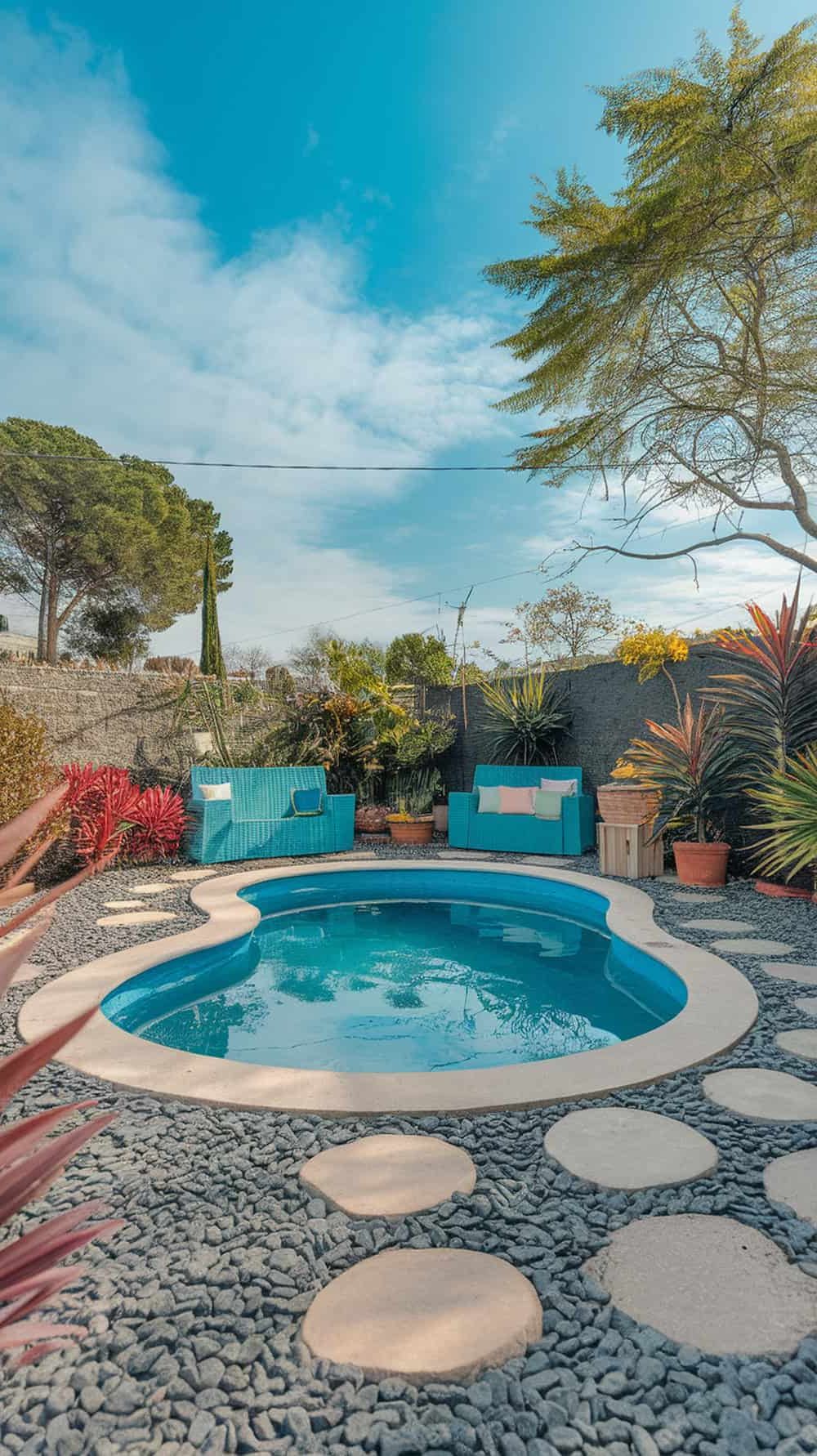Sunken Pool Retreat in a Quiet Backyard