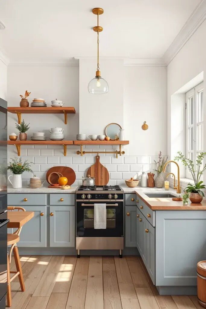 Pairing Gray Lower Cabinets with Open Shelves - photo 2