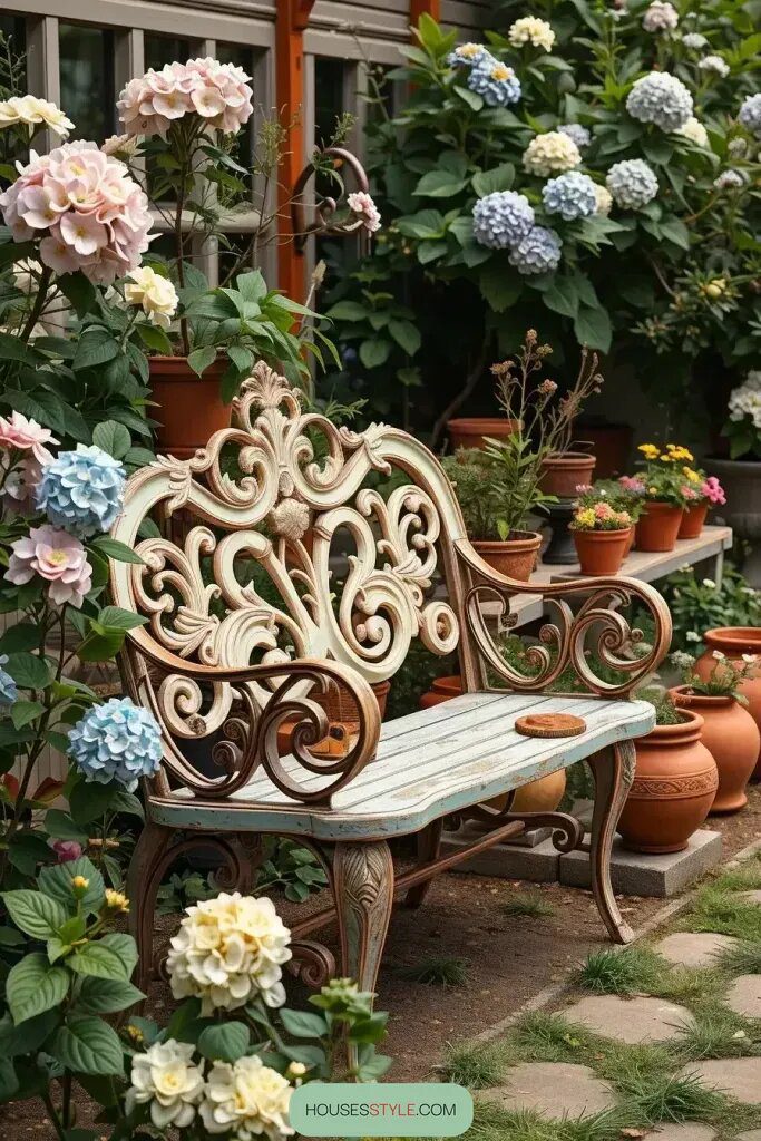 Antique Benches with Weathered Finishes