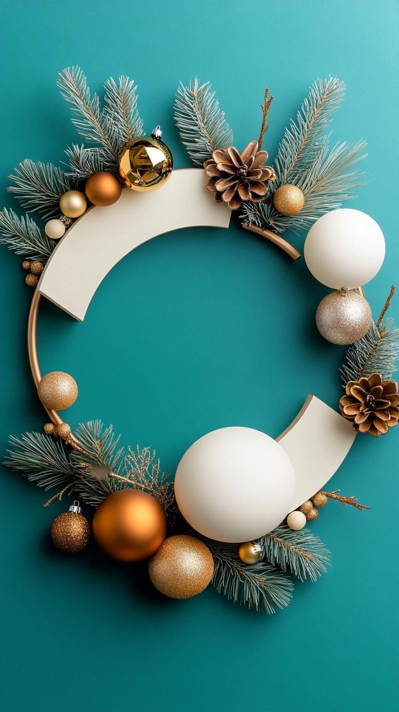 23. Geometric metallic asymmetrical wreath design - photo 2