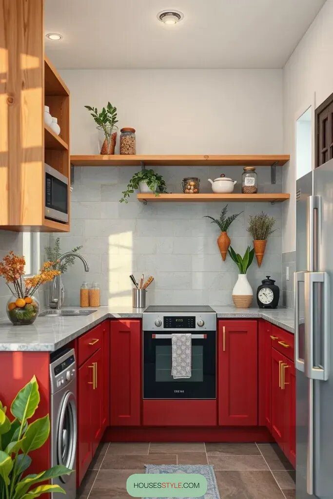 Open Shelving Ideas for Airy Red Kitchens - photo 2