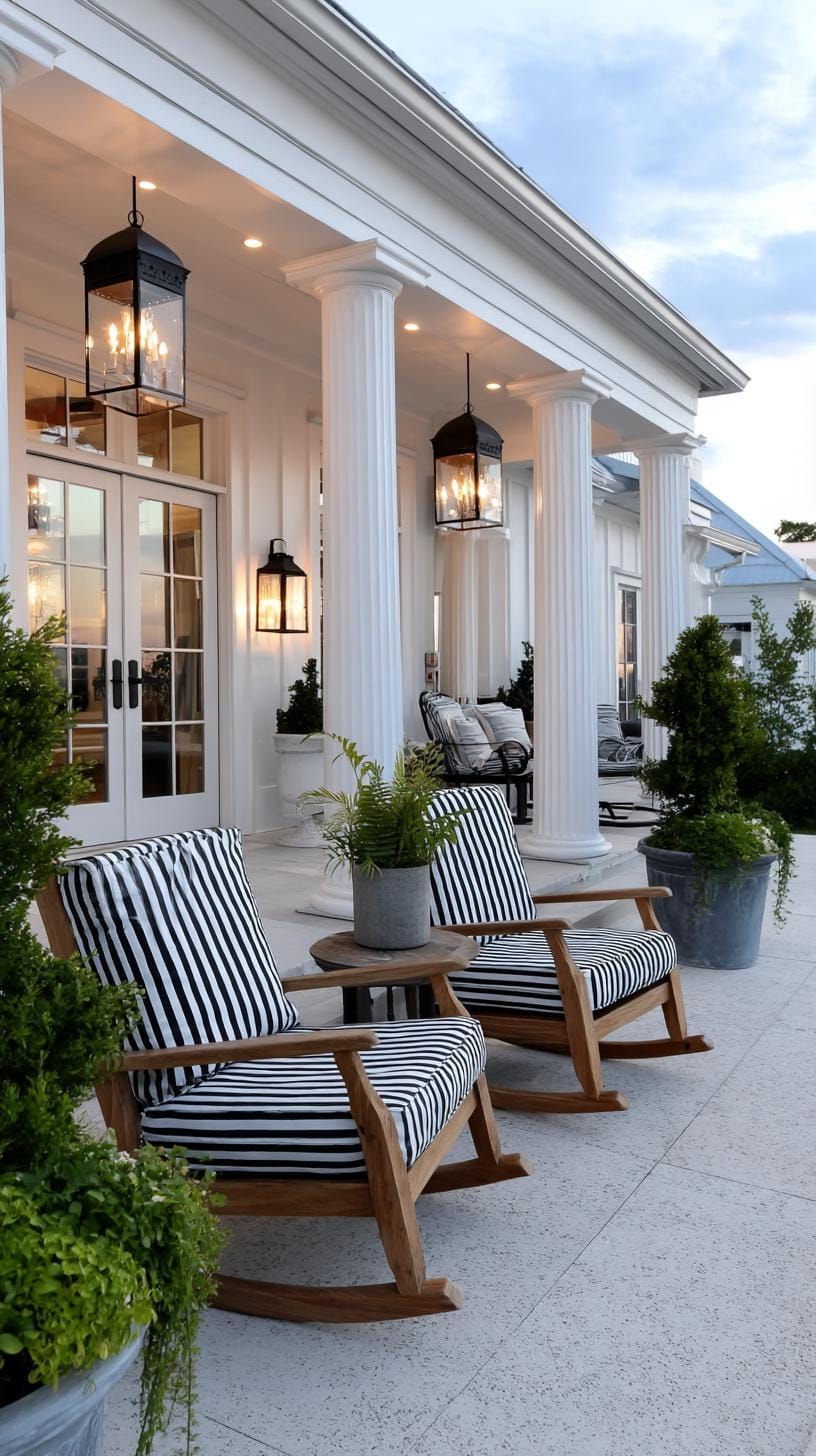 25. French Doors and Lanterns on a Southern Porch