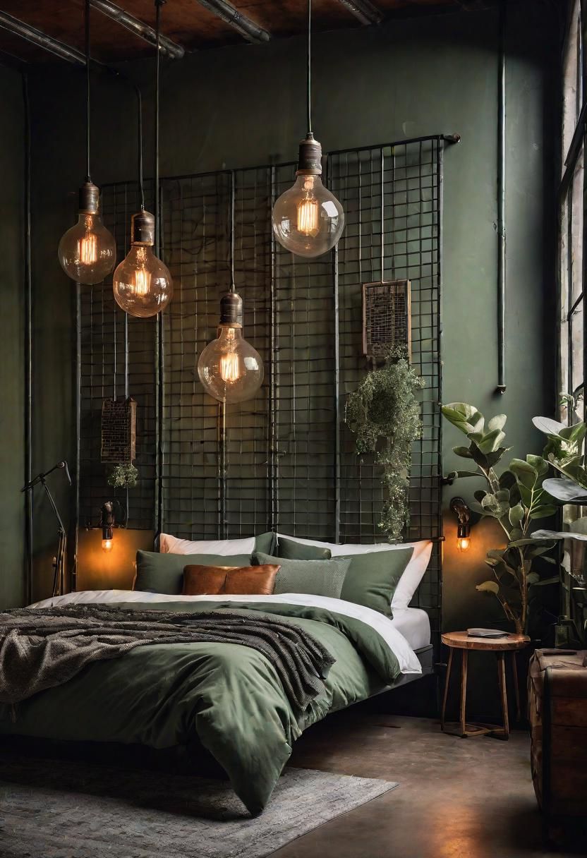 16. Industrial Rustic Sage Green Bedroom - photo 2