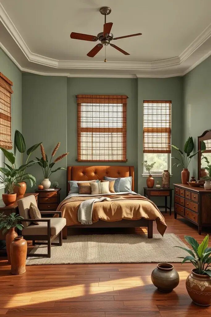 Grounded Green and Brown Bedroom Ideas - photo 2