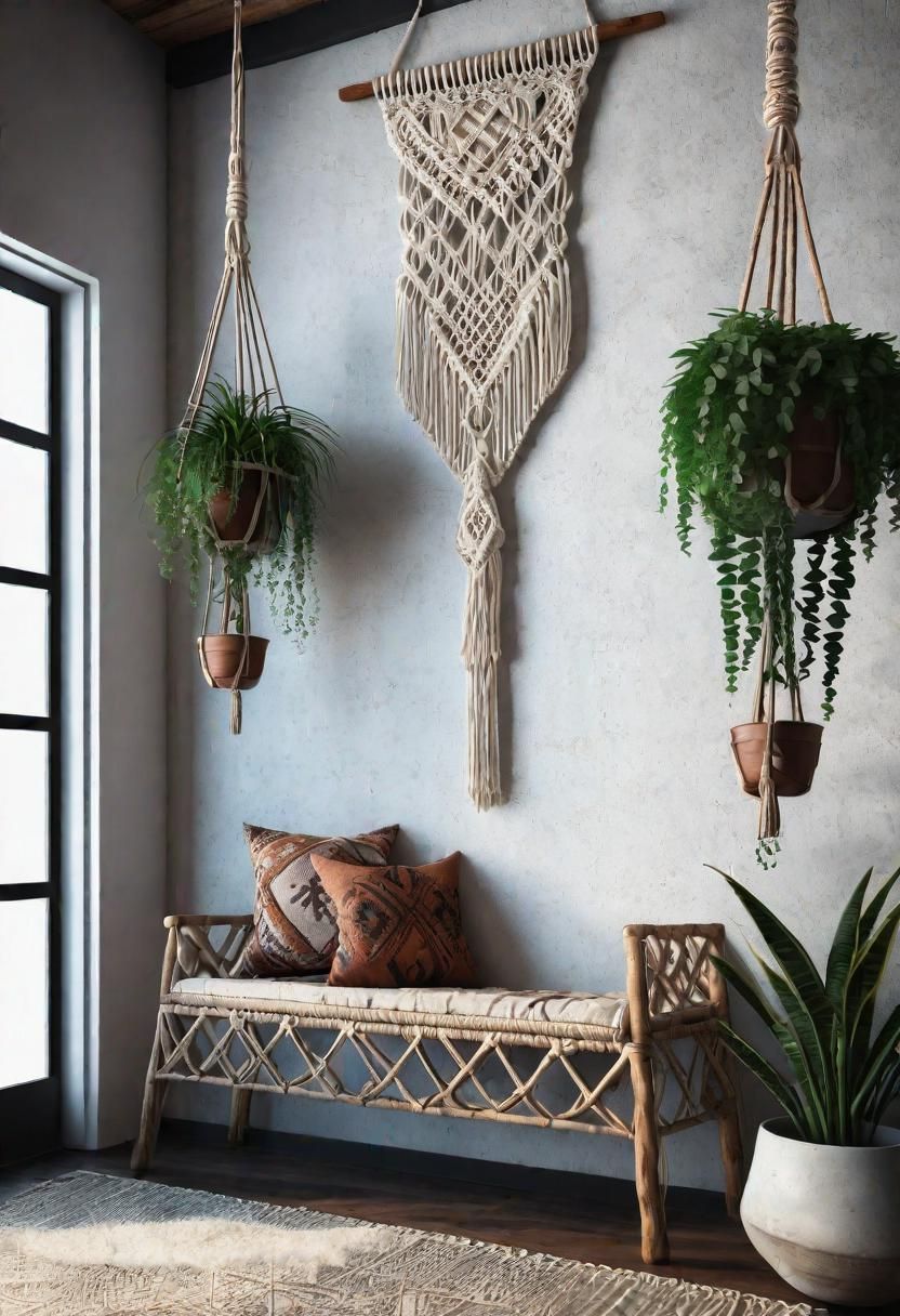 22. Macrame Plant Hangers for Entryways