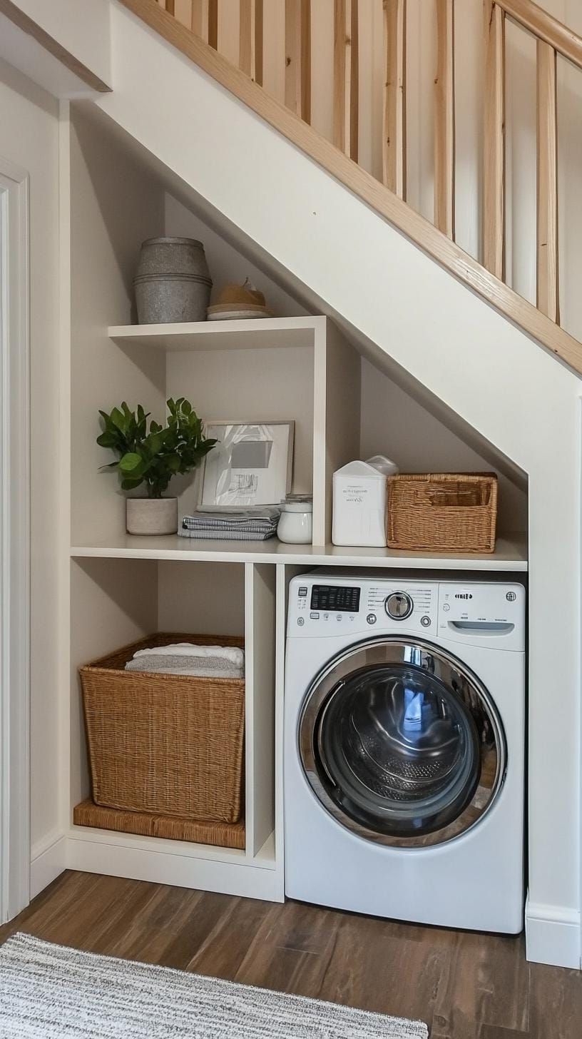 11. Under-stair laundry center with custom-built storage - photo 3