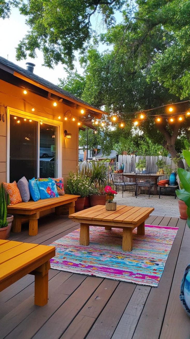 18. Wood Deck Patio Lit with String Lights - photo 2
