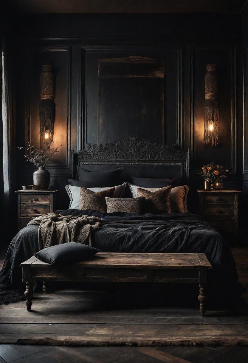 6. Distressed Black Wood Furniture