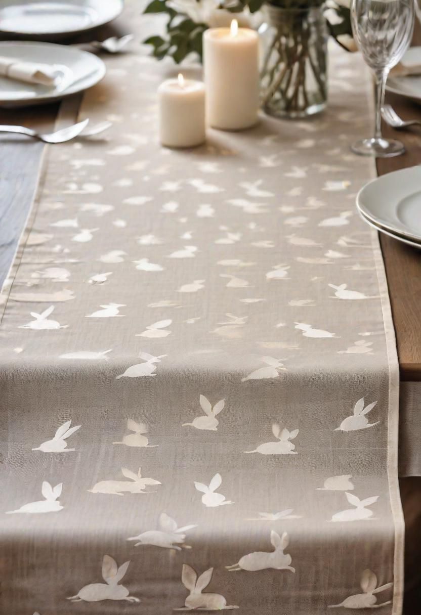 7. Beige Bunny Silhouette Table Runner
