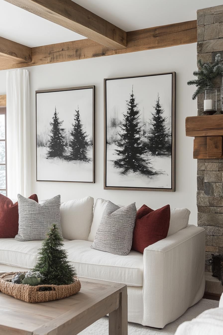 18. Ink-Style Christmas Tree Art - photo 2