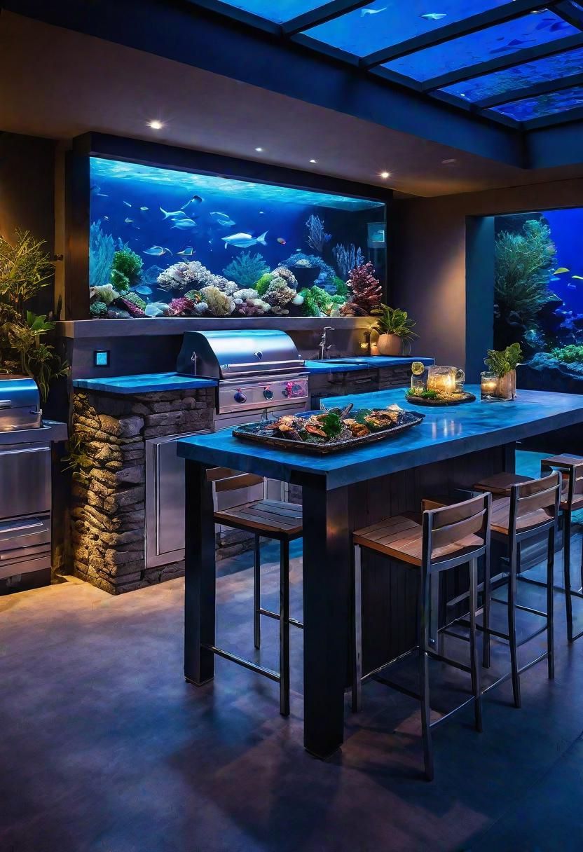 36. An Aquarium-Themed Outdoor Kitchen