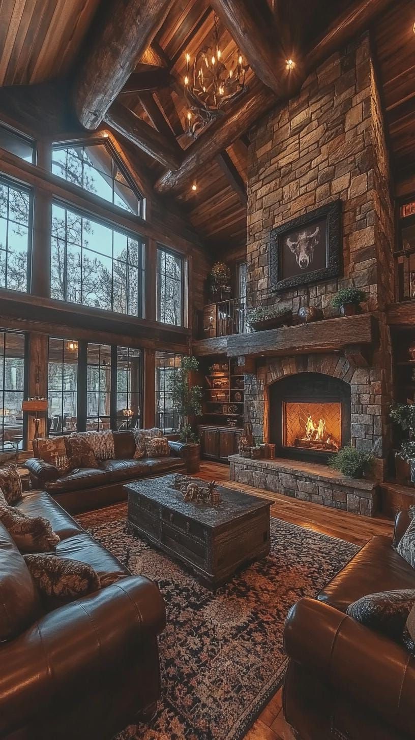 7. Stone Fireplace With Leather Seating - photo 2