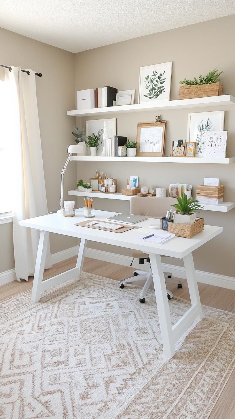 12. Office and Craft Combo With Floating White Shelves - photo 2