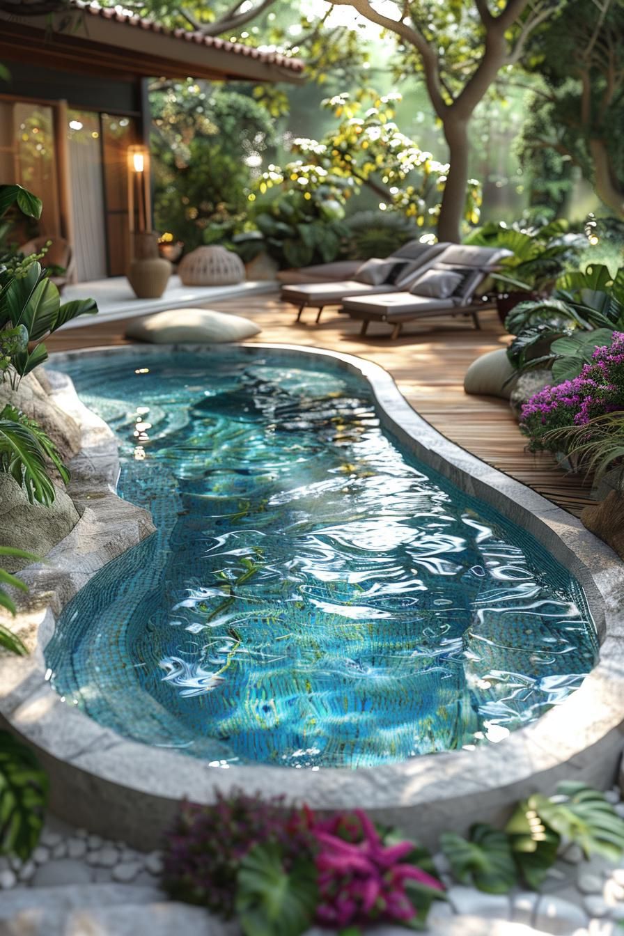 3. Curved Bean-Shaped Pool Look - photo 3