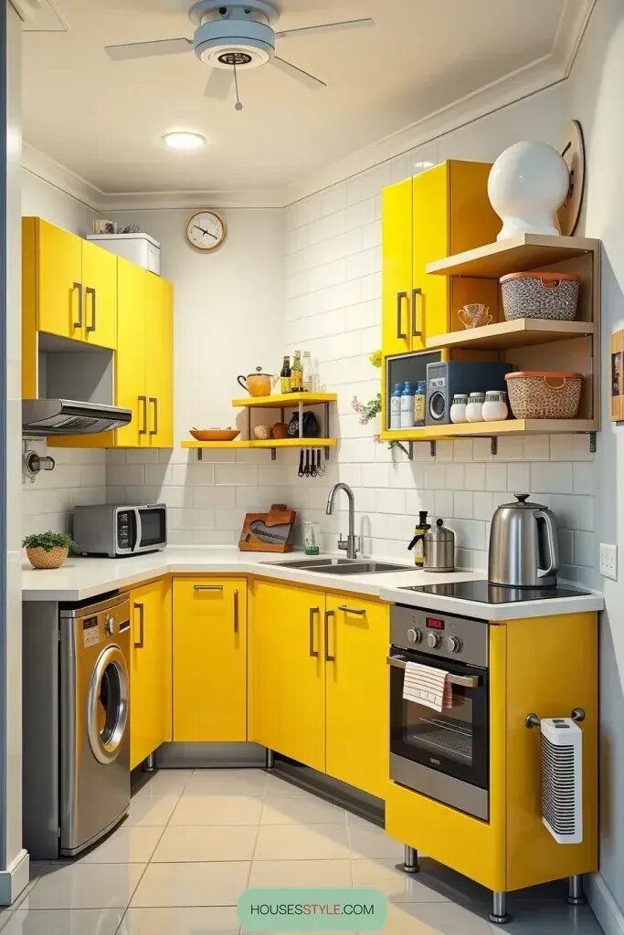 Stylish Yellow Cabinet Ideas for a Studio Kitchen