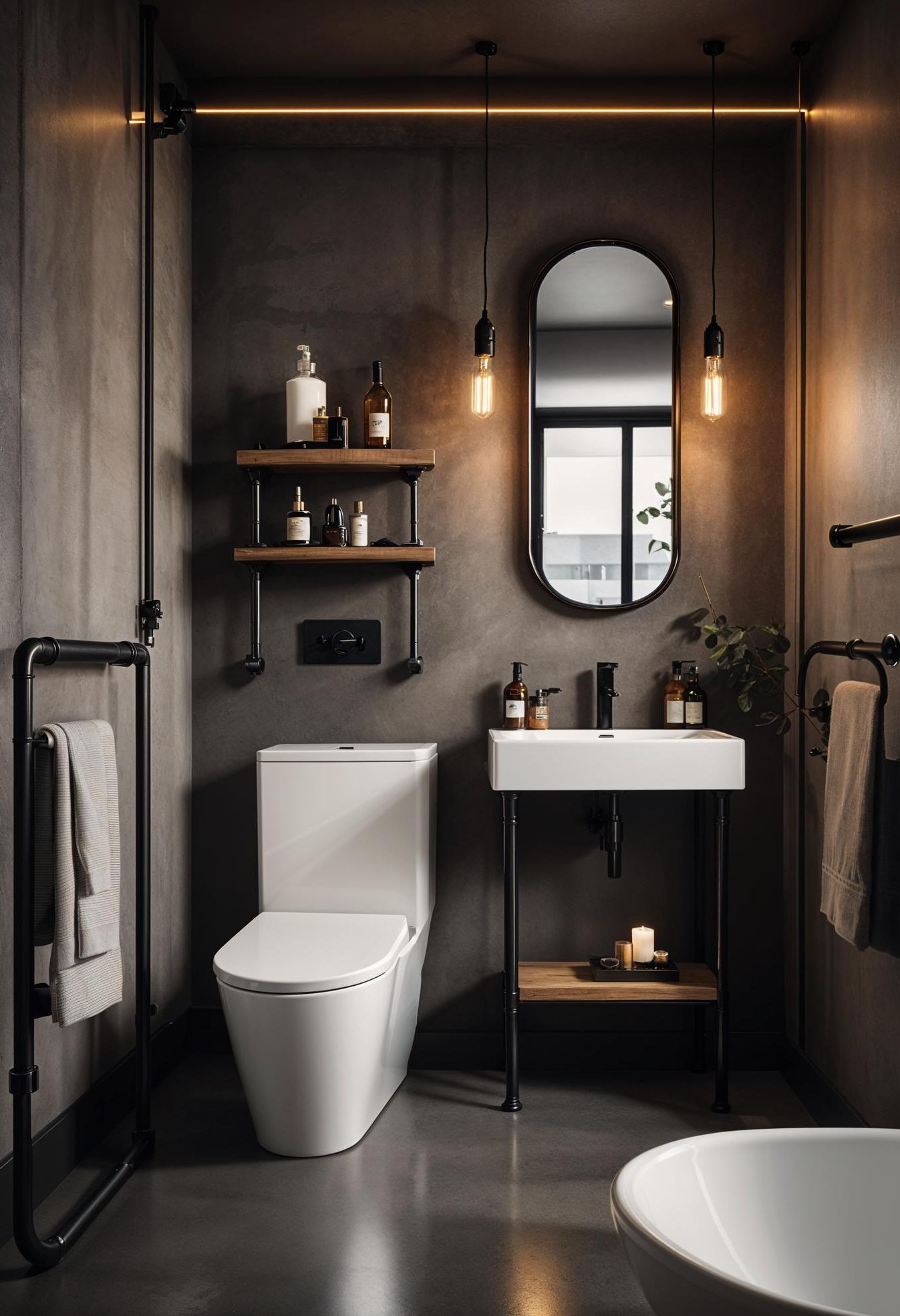 12. Modern Industrial Bathroom Look