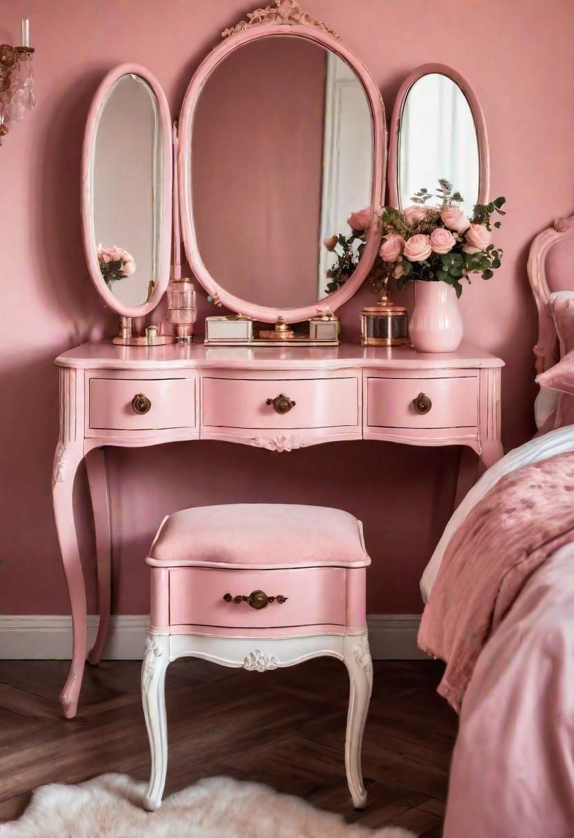 27. Vintage Pink Vanity Setup