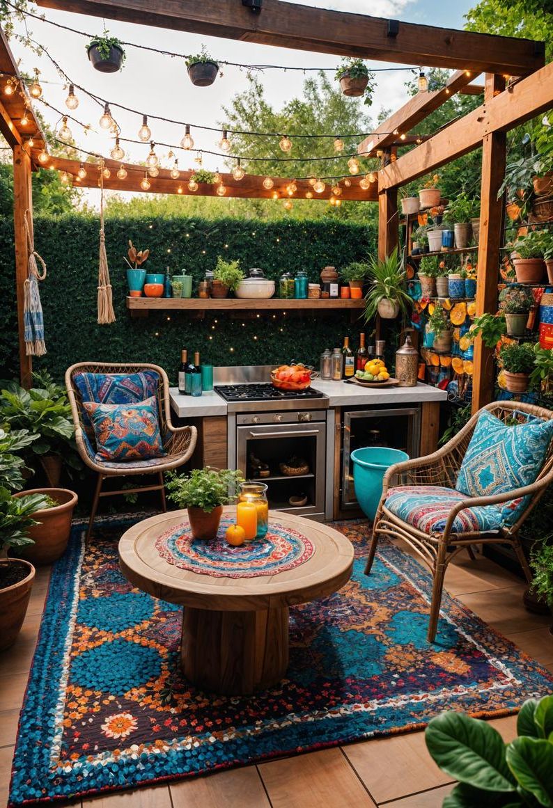 4. Boho Chic Patio Kitchen