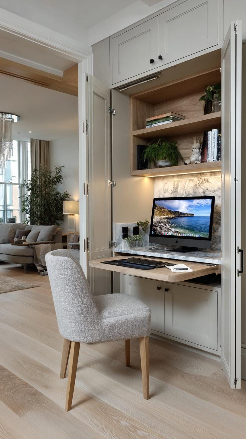 10. Discover the Secret Home Office Inside a Stylish Wardrobe Cabinet