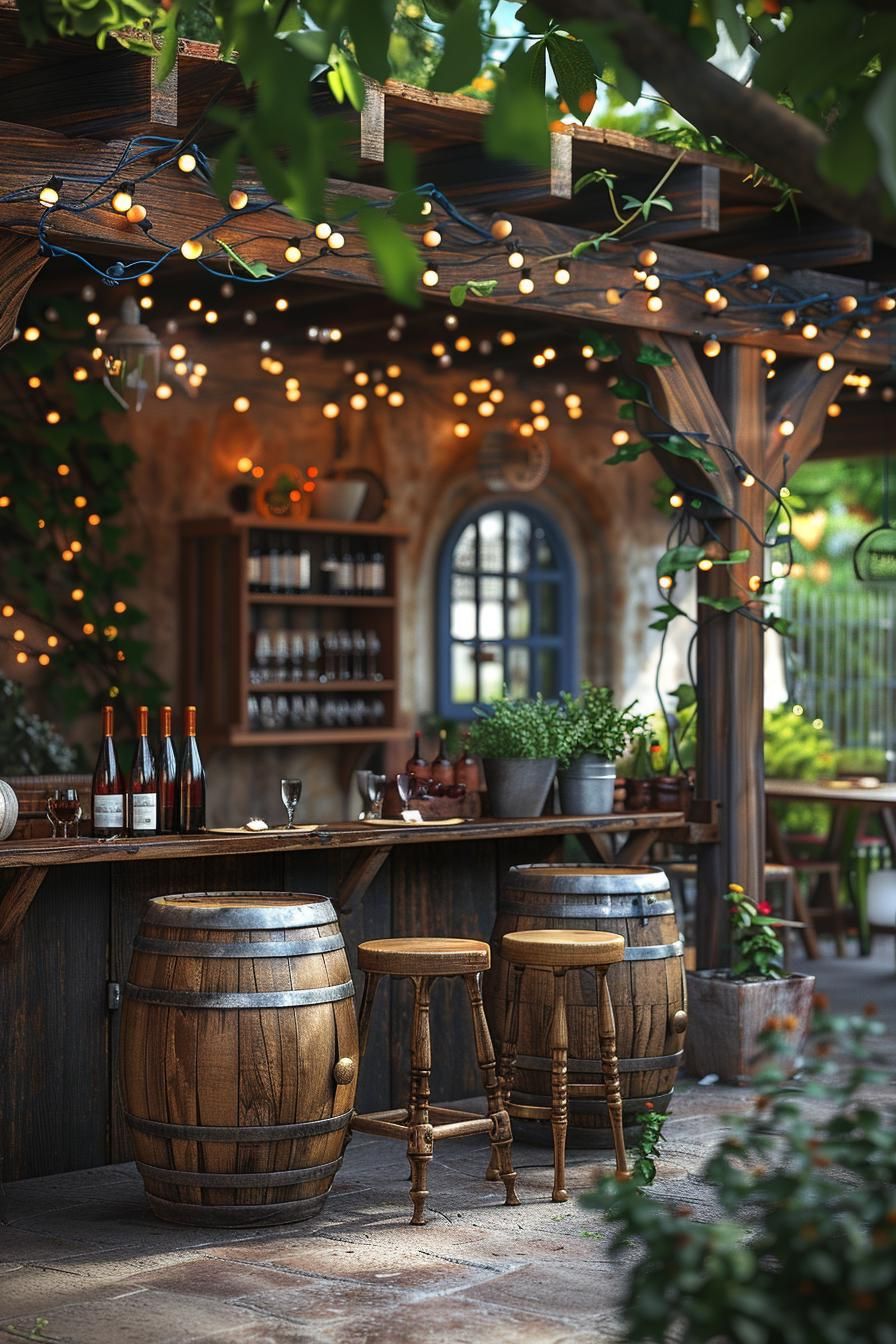 8. Build a Wine Barrel Mini Bar