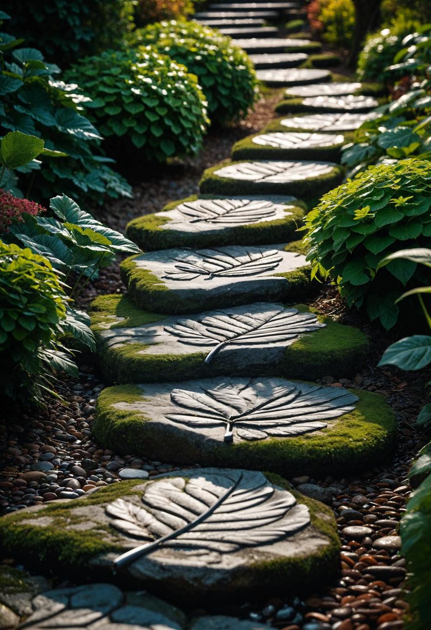 29. Stepping Stones With Leaf Prints