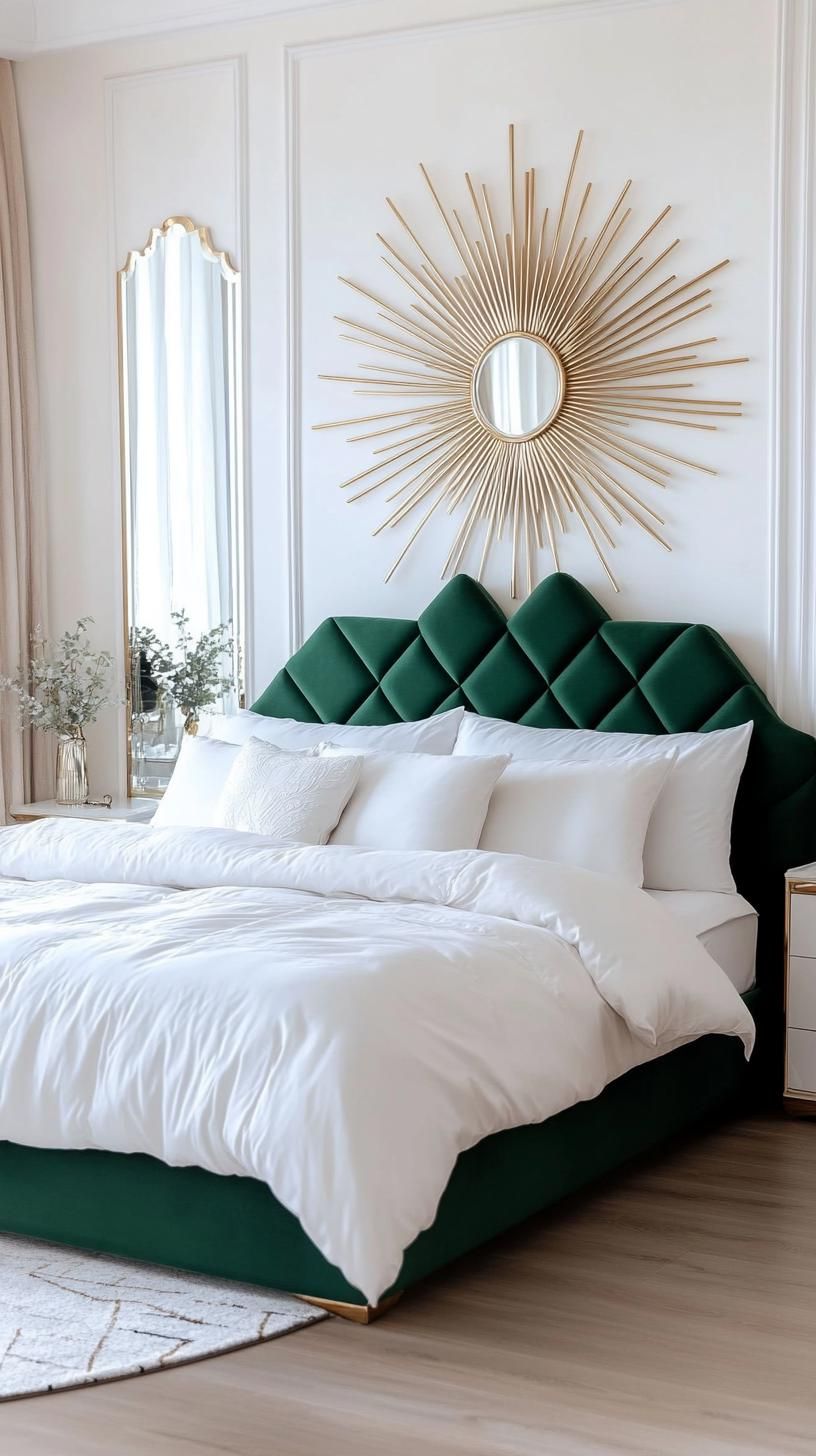 6. Art Deco Haven with a Sage Green Velvet Headboard - photo 3