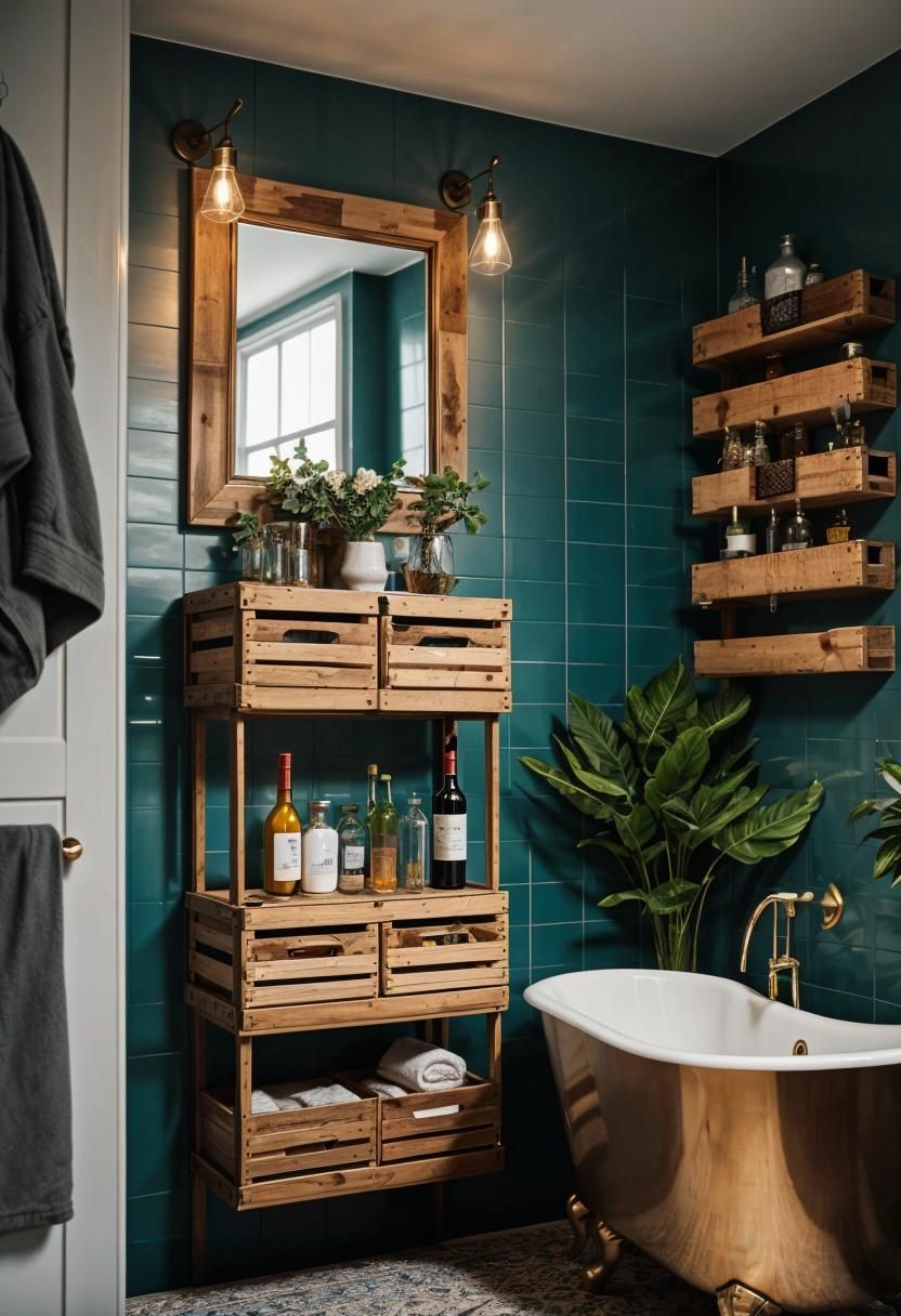 17. Wine Crate Bathroom Storage Ideas