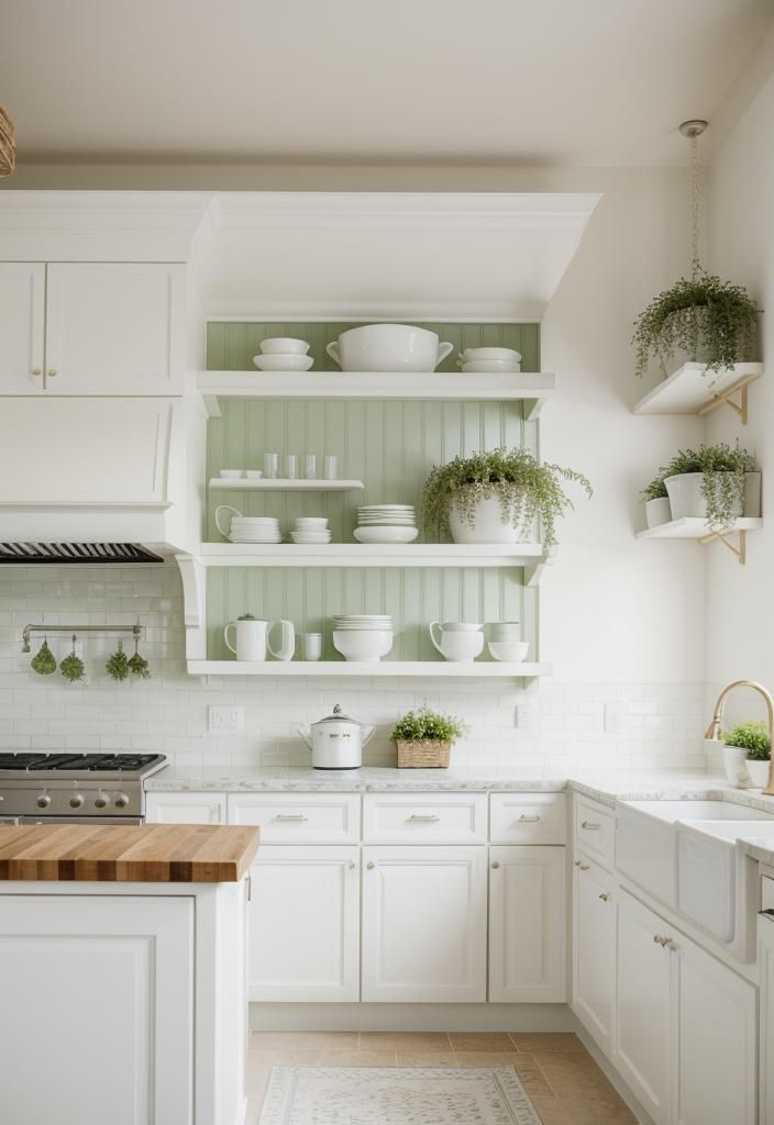 6. Sage Green Paired with White Cabinets