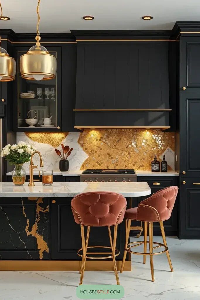 Gold Leaf Accents in Luxury Kitchen Design