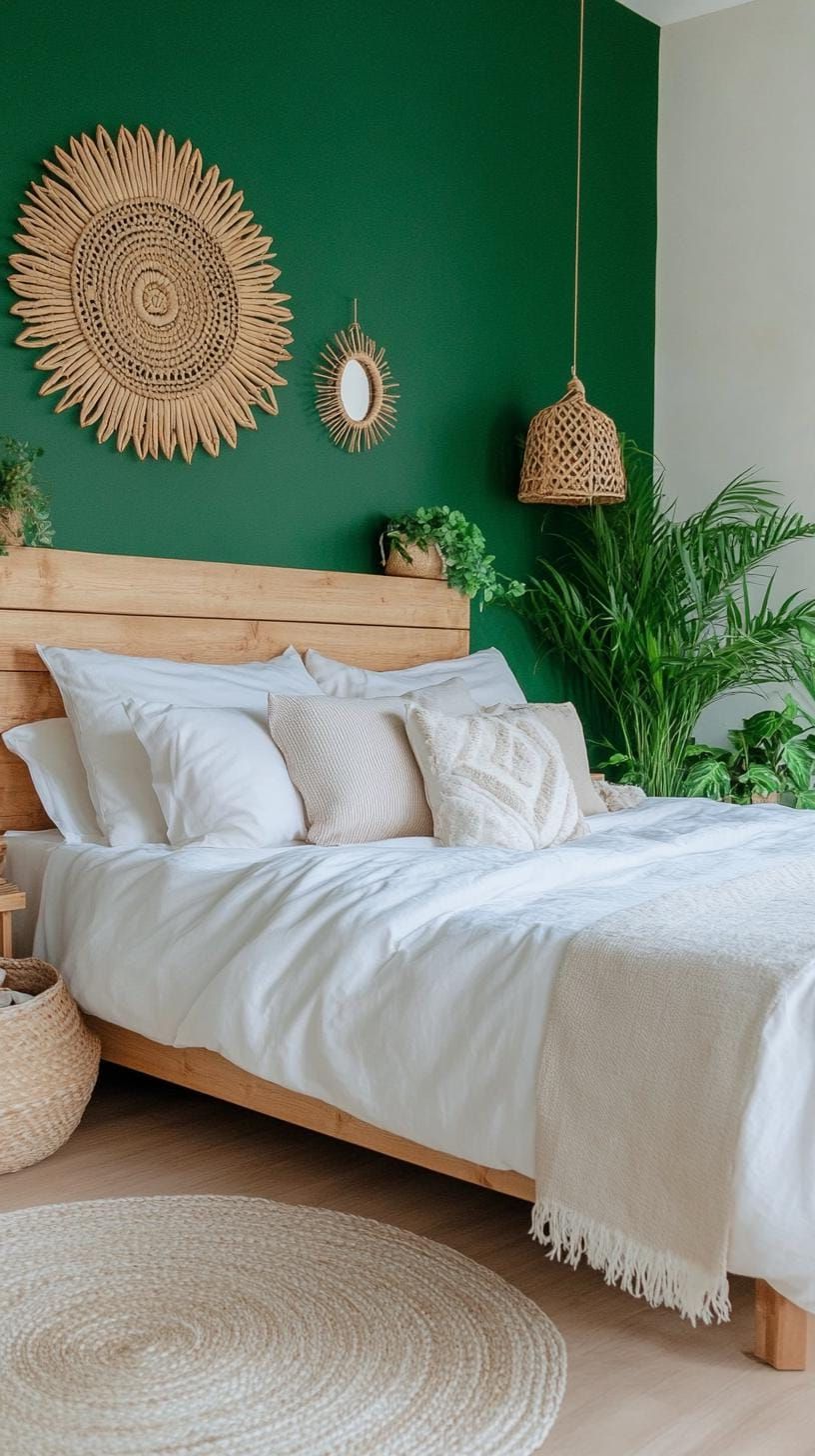 4. Earthy Green Accent Walls and Wood Details - photo 3