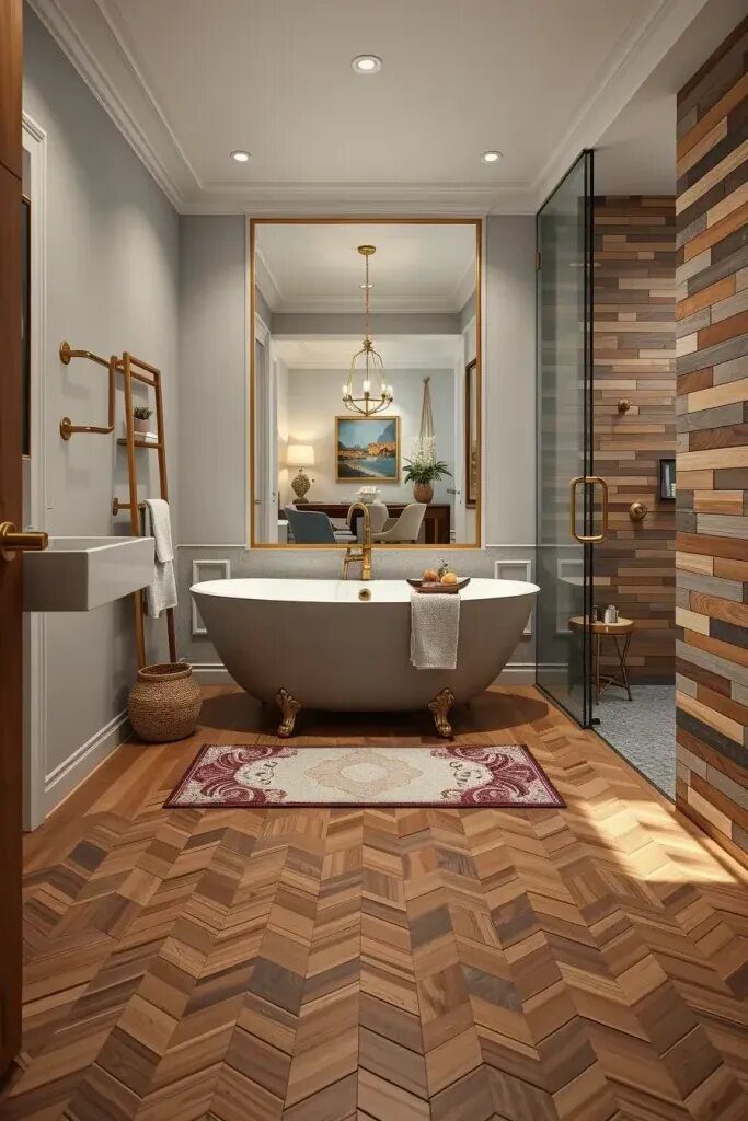 Creative Floor Tile Transitions from Wood to Stone - photo 2