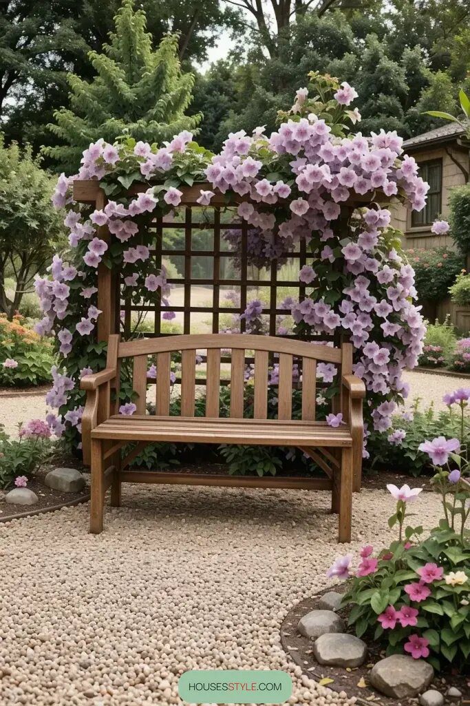Pairing Flowers with Garden Seating and Arbors