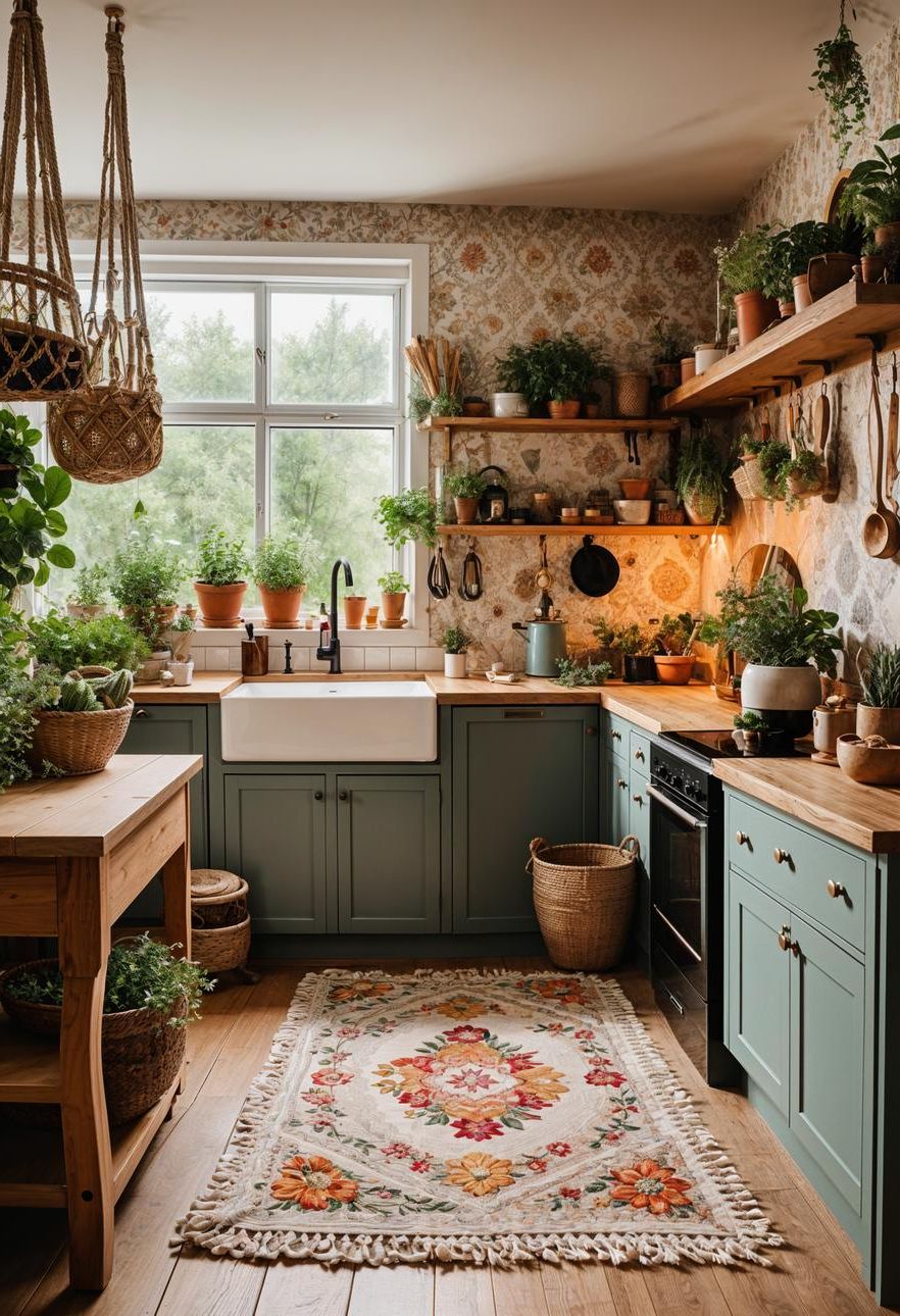 21. Cottagecore Boho Kitchen Fusion