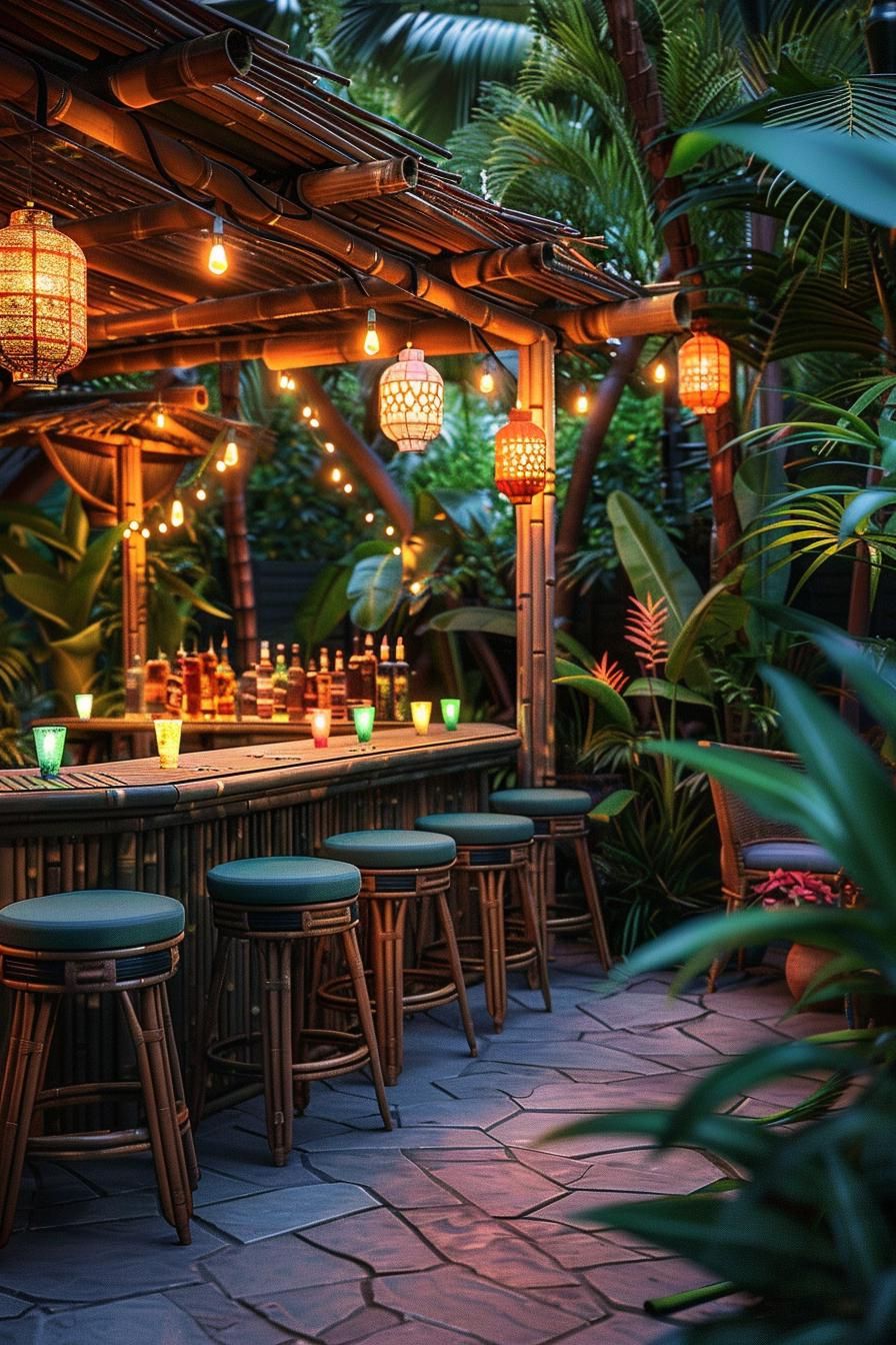 14. Bamboo Bar with Tiki Torches