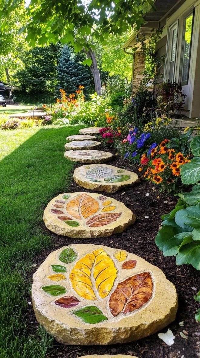 36. How to Make Leaf Print Stepping Stones - photo 2