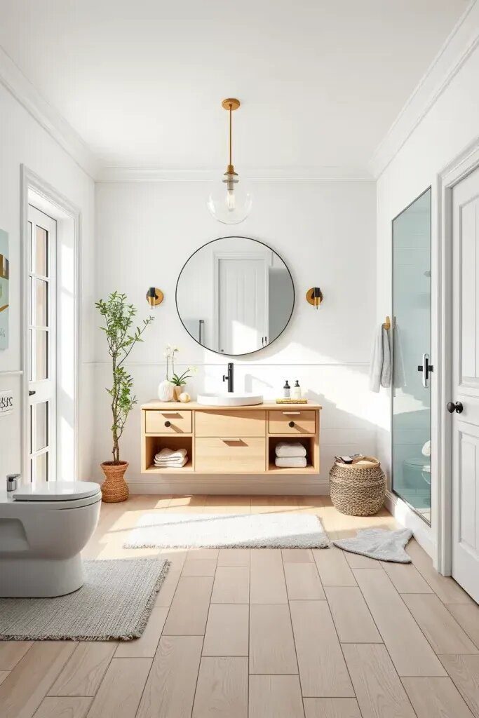 1. Cozy Scandinavian Bathrooms with Light Wood Tile - photo 2
