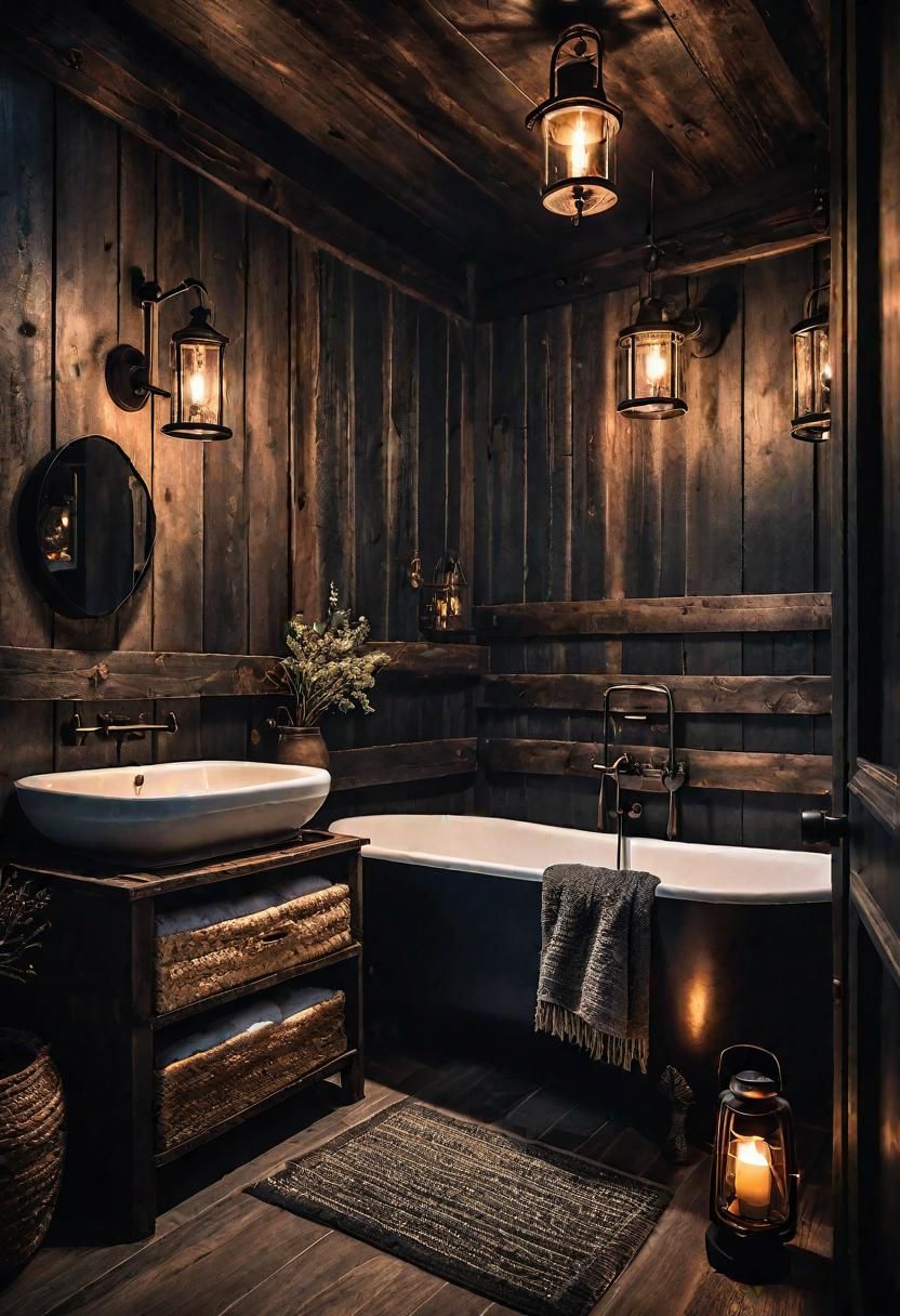 7. Midnight Cabin Bathroom Style