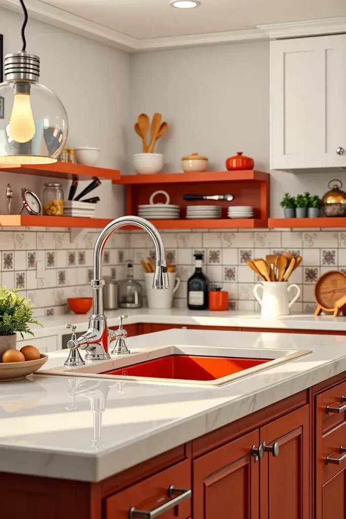 1. Cheery Yellow and Red Vintage Sinks