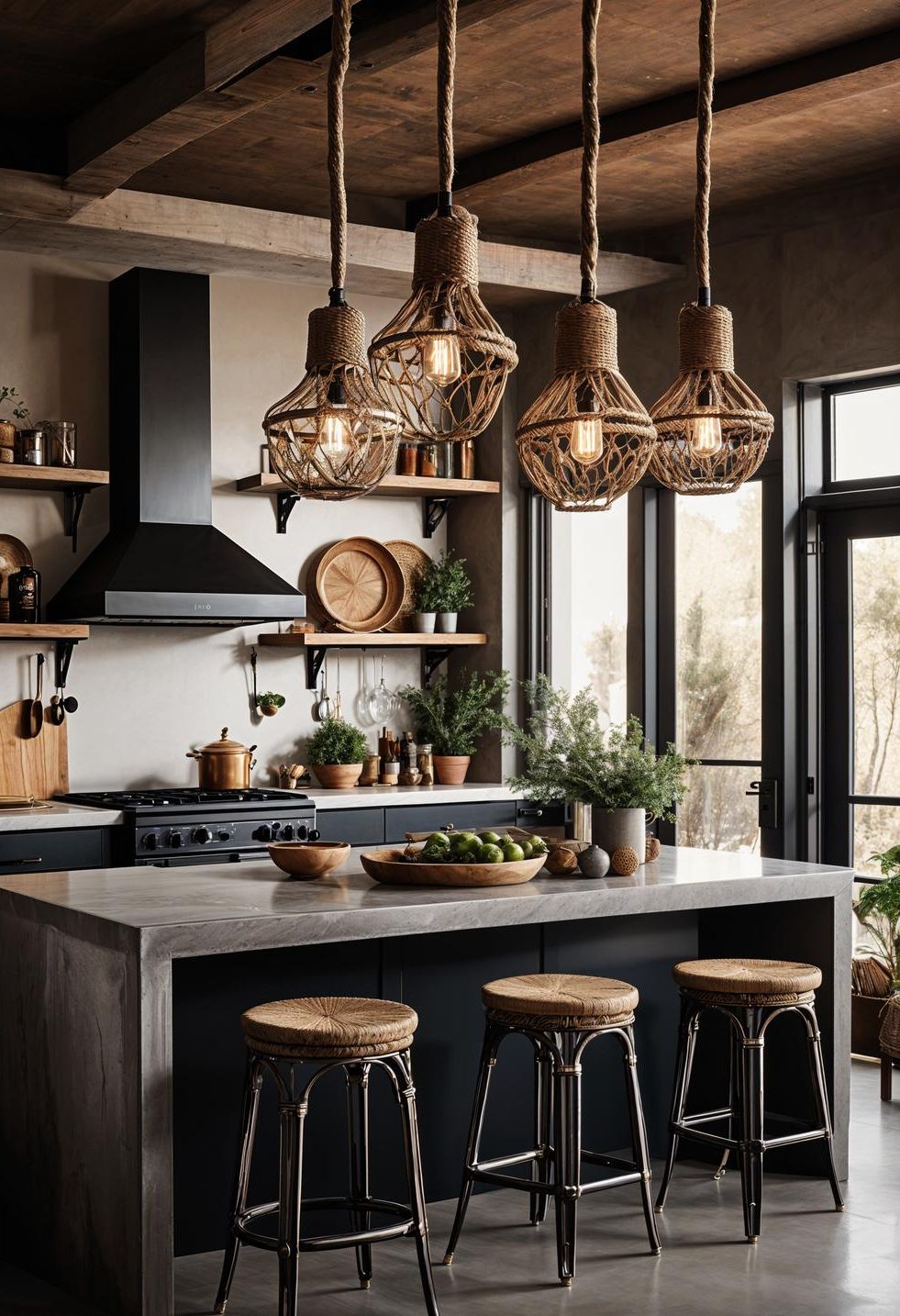 23. Industrial Boho Kitchen Style