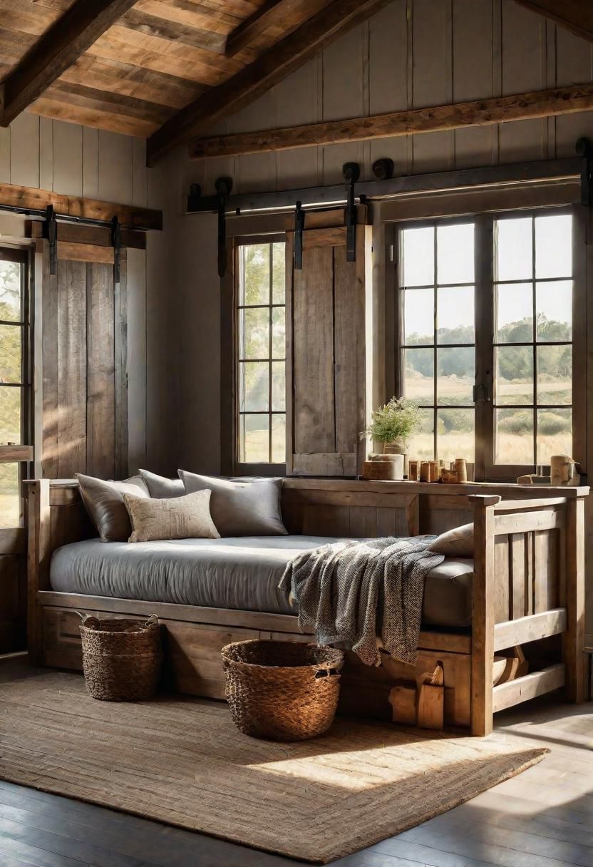 6. Cozy Farmhouse Daybed Featuring Storage