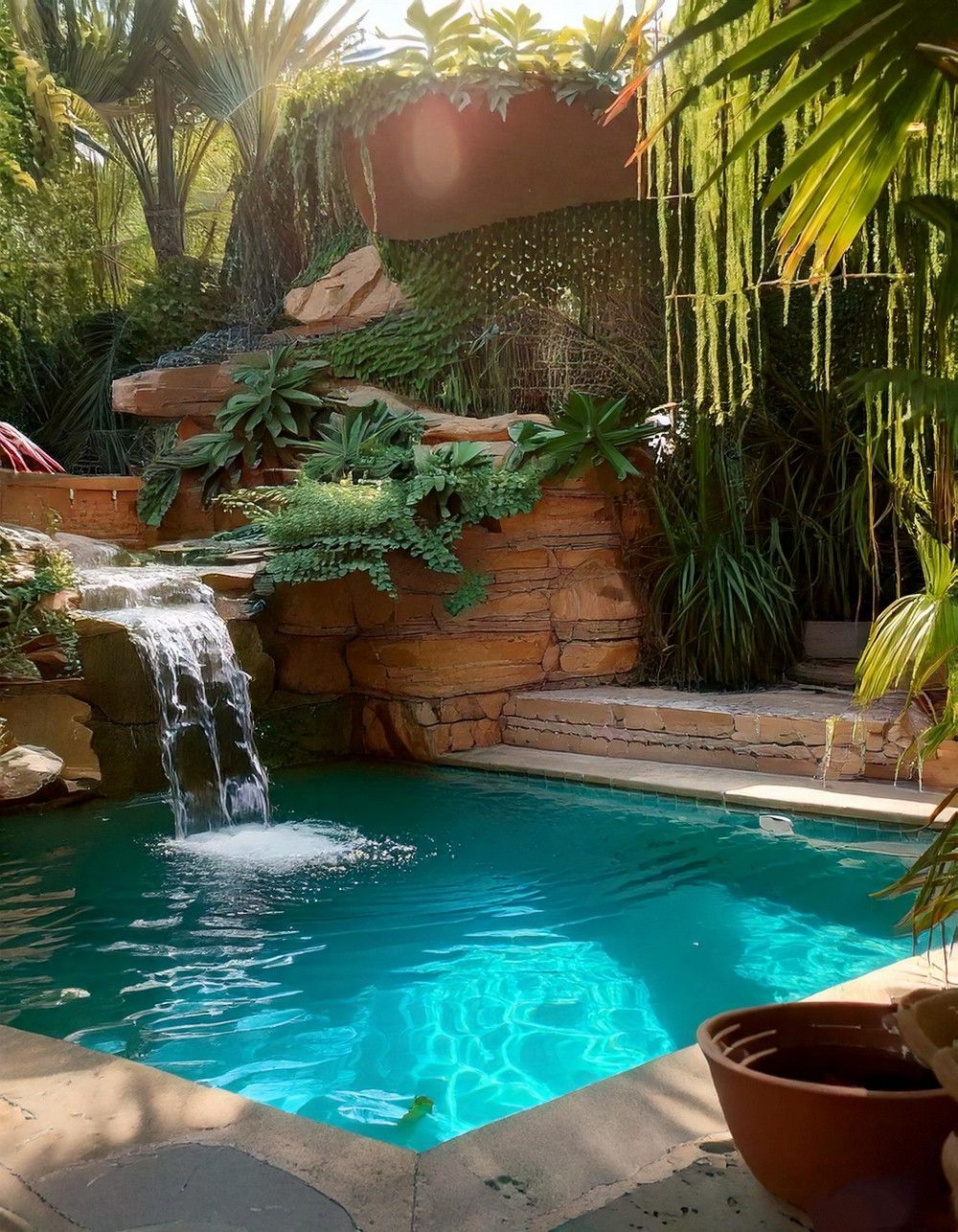 Waterfall-Fed Green Oasis Retreat