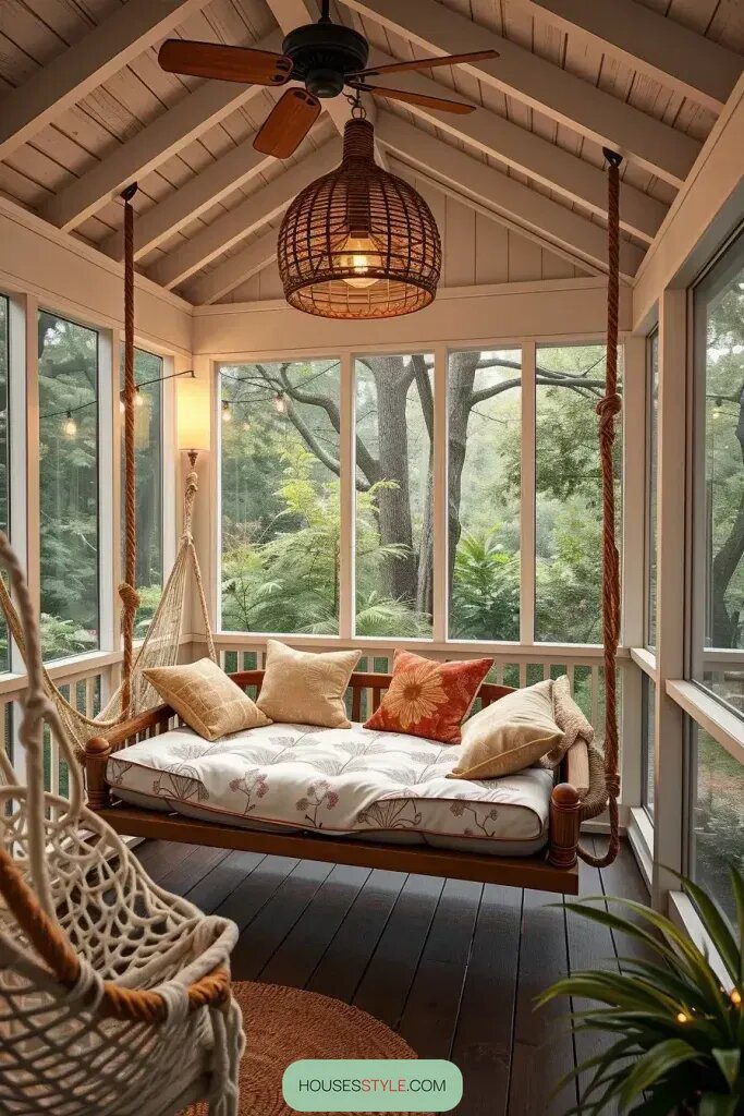 Transforming Your Screened Porch with Cozy Swing Beds and Relaxing Hammocks