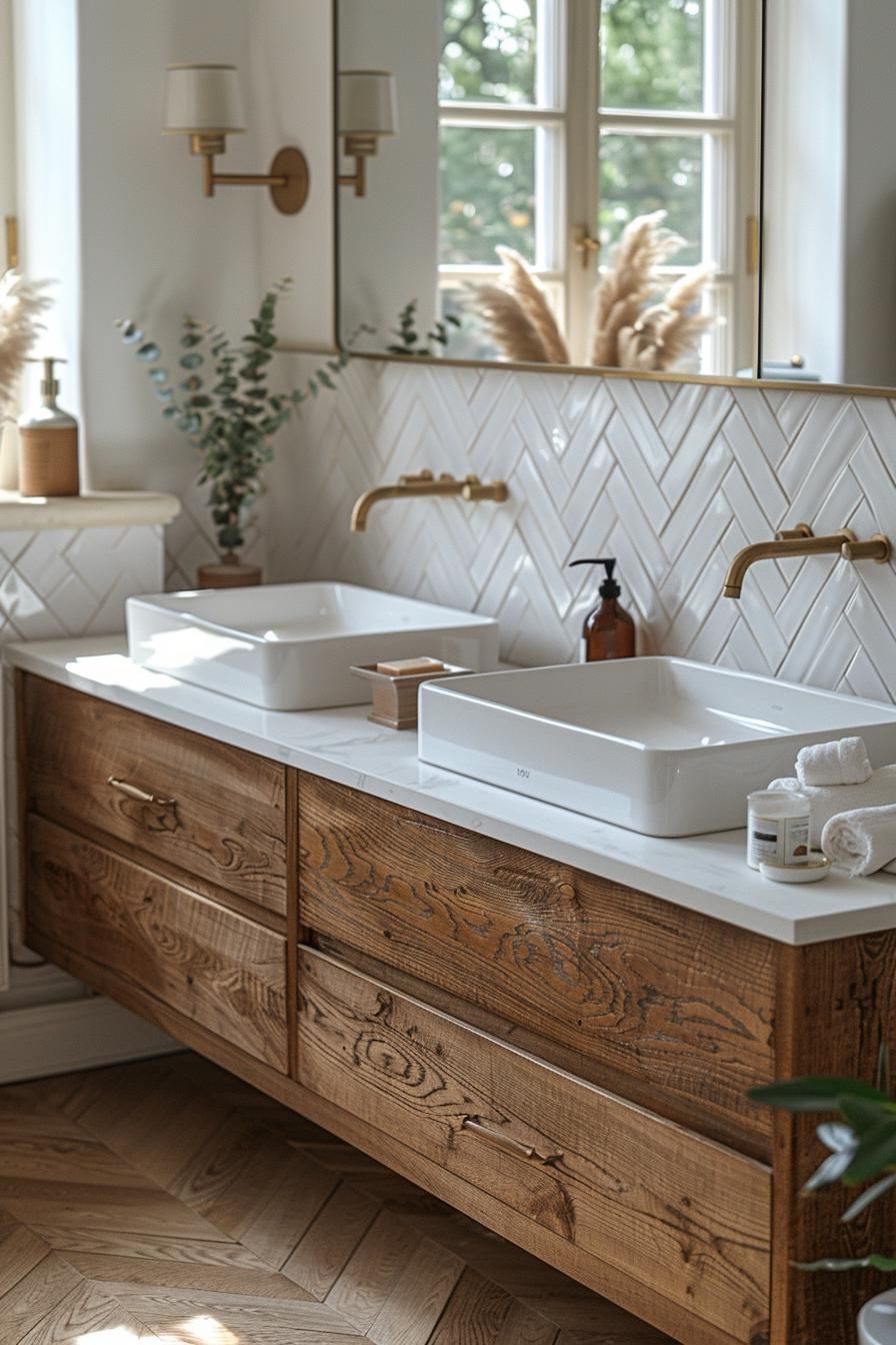 2. Vintage Wood Vanity Ideas
