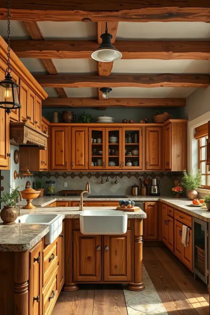 Rustic Pine Cabinets for Cozy Charm